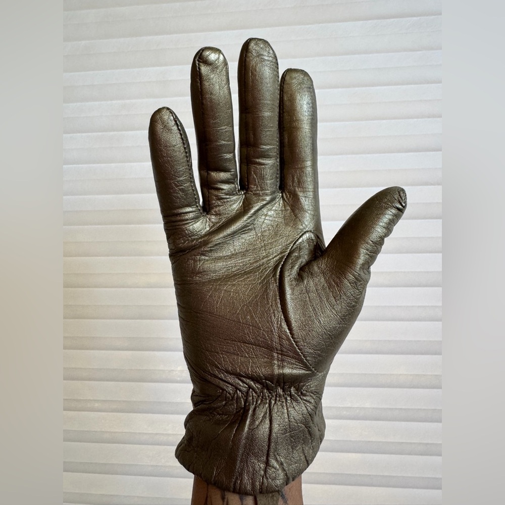Metallic Bronze Leather Gloves – Genuine Leather - Picture 5 of 12